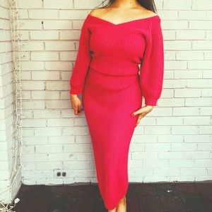 Vintage Pink Off-Shoulder Dress